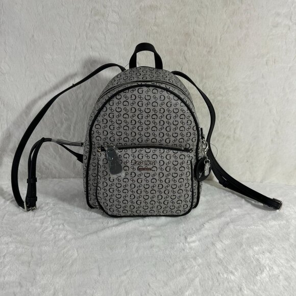 Guess Logo Mini Backpack Pandore DD672429 Black Logo Print Monogram NWT - Picture 1 of 7